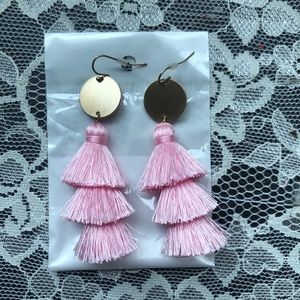 Francesca’s light pink tassel earrings